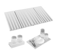 gexuamz Tapis Egouttoir Vaisselle, Egoutoire Vaisselle Cuisine Pliable, Tapis Égouttoir Évier Cuisine, Tapis d'égouttage Antidérapant Résistant Chaleur, Silicone Dish Drying Mat Blanc 40 x 25 cm