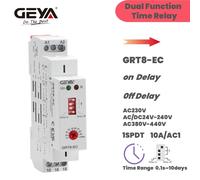 GEYA GRT8-EC 10A relais de minuterie double fonction relais de retard ou d'arrêt AC220V/DC24V AC380V ACDC24V-240V relais de temps CE CB ROHS