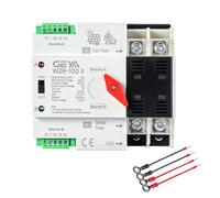 GEYA Mini ATS Interrupteur de transfert automatique/manuel,commutateur double alimentation solaire avec protection surtension et sous-tension 50/60Hz réseau vers générateur alternatif(2P 63A 220V)