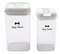 Geyecete -Boite croquette chien,lot de 2 Pot de Conteneur croquettes chien pour aliments et friandises pour chiens,plastique transparent,4.5L capacité-BPA-Free