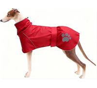 Geyecete- Chien Manteau d'hiver imperméable pour lévrier, avec Doublure en Polaire et et Bandes réglables,Coupe-Vent Chien Veste avec Trou pour Harnais,pour Moyens et Grands Greyhound-Rouge -XL