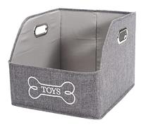 Geyecete Grand panier de rangement pliable en toile avec poignées en métal - Gris