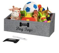 Geyecete Grand Panier de Rangement pourJouets pour Chien,Pliable Boîte à Jouets pour Chiens, Tissu Trapèze Panier Chien-Personnalisé-pour jouets et accessoires pour chien-Gris