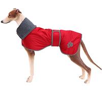 Geyecete- Manteau d'hiver Chaud imperméable pour lévrier, avec Doublure en Polaire, Chien Veste avec Trou pour Harnais et Bandes réglables, pour Moyens et Grands Greyhound Chien-Rouge-XL