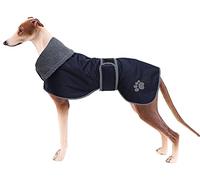 Geyecete- Manteau d'hiver Chaud imperméable pour lévrier, avec Doublure en Polaire, Chien Veste avec Trou pour Harnais et Bandes réglables, pour Moyens et Grands Greyhound Chien-Bleu Marine-XXL