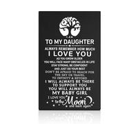 GEYGIE Carte portefeuille noire gravée « To My Daughter » avec inscription « I Love You To The Moon And Back Again » en métal - Notes d'amour de maman et papa - Cadeau d'anniversaire de mariage pour