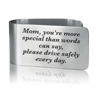 GEYGIE Clip de visière de voiture en acier inoxydable gravé « Mom You're More Special Than Words Can Say Please Drive Safely Every Day » - Cadeau de rappel inspirant pour la conduite en toute sécurité