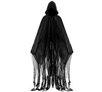 Geyoga 1 cape médiévale d'Halloween pour hommes avec capuche - Cape effrayante vintage et Renaissance pour adultes - Accessoires de cosplay (Noir, taille M)