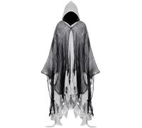 Geyoga 1 cape médiévale d'Halloween pour hommes avec capuche - Cape effrayante vintage style Renaissance pour adultes - Accessoires de cosplay (gris, taille M)