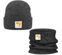 Geyoga 2 Pièces Réfléchissant Bonnet Écharpe Set Bonnet Tricoté avec Logo et Écharpe Bonnet d'Hiver Chaud pour Sport(Renard)