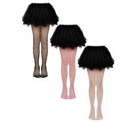 Geyoga 3 Collants Résille Scintillants Fille Collants à Paillettes en Strass (Noir, Rose, Blanc, S, 90-125 cm)