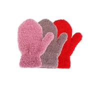 Geyoga 3 Paires Gants Enfant Tricot moufle Extensible Hiver pour Bébé Garçon Fille(4-8 Ans,Kaki, Rose Clair, Rouge)