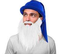 Geyoga Chapeau Nain avec Barbe Chapeau Pointu Nain Accessoires de Costume de Défilé Amusants pour Carnaval Fête de Cosplay(Bleu)