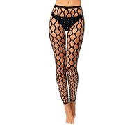 Geyoga Collants Scintillants Noirs Collants en Résille Taille Haute Collants en Maile à Strass Extensibles Halloween (Noir)