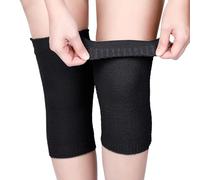 Geyoga Genouillère d'Hiver Genouillère en Tricot Extensible Genouillère Thermique pour le Sommeil Nocturne Genouillères Antidérapantes Protecteur de Genou(Noir,1 Paire)