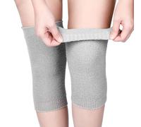 Geyoga Genouillère d'Hiver Genouillère en Tricot Extensible Genouillère Thermique pour le Sommeil Nocturne Genouillères Antidérapantes Protecteur de Genou(Gris,1 Paire)