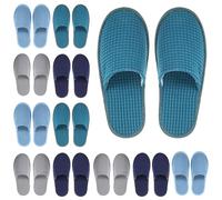 Geyoga Lot de 12 paires de pantoufles antidérapantes jetables pour voyage, hôtel, demoiselle d'honneur, spa, fête de mariage, maison sans chaussures, Série bleue, Medium
