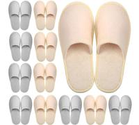 Geyoga Lot de 12 paires de pantoufles jetables antidérapantes lavables et réutilisables pour spa, voyage, hôtel, intérieur, maison, mariée, salle de bain, Gris clair, kaki, Medium