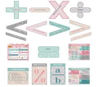 Geyoga Lot de 15 affiches mathématiques éducatives pour salle de classe primaire, mots-clés, vocabulaire, ajout, soustraction, multiplication, fournitures pour l'école à la maison (couleur calme)