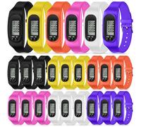 Geyoga Lot de 24 podomètres pour la marche et les kilomètres, montre podomètre en silicone, bracelet de course, compteur de pas, compteur de pas, pour brûler les calories et compter les pas
