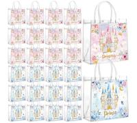 Geyoga Lot de 24 sacs cadeaux en PVC avec poignées réutilisables pour fête prince et princesse 16 x 15 cm Bleu Prince Rose Princesse Sac cadeau pour fille garçon Cadeaux d'anniversaire fête prénatale