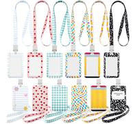 Geyoga Lot de 6 porte-badges pour enseignant avec lanière - Cadeaux de reconnaissance des enseignants - Composition en vrac - Carnet de notes - Motif pomme - Porte-badge avec ouverture pour la fête