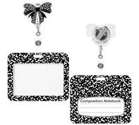 Geyoga Porte-badge horizontal personnalisé pour carnet de notes avec nœud rétractable, porte-carte d'identité pour enseignant, bureau, école, bibliothèque, employés de bibliothèque