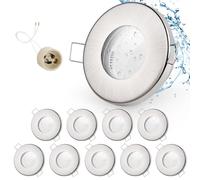 GeyouLux 10x Spot LED Encastrable IP65 Cadre Avec Douille GU10, Spots de plafond en Fer Nickel brossé, Rond plat Spots Salle de bain spot cadre d'encastrement 68mm pour extérieur- intérie