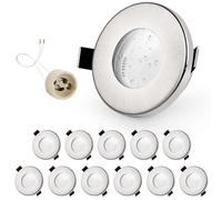 GeyouLux 12x Spot LED Encastrable IP65 Cadre Avec Douille GU10, Spots de plafond en Fer Nickel brossé, Rond plat Spots Salle de bain spot cadre d'encastrement 68mm pour extérieur- intérie
