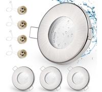 GeyouLux 4x Spot LED Encastrable IP65 Cadre Avec Douille GU10, Spots de plafond en Fer Nickel brossé, Rond plat Spots Salle de bain spot cadre d'encastrement 68mm pour extérieur- intérie