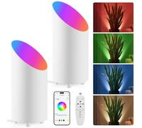 GeyouLux 5W RGBW LED Uplight Spot Dimmable, 16 Millions de Couleurs Lampadaire Sur Pied de Salon Avec TéLéCommande, ContrôLe via L'App, Minuterie, Modes Salon/Chambre/Jeux/Musique, Blanc 2 Pièces