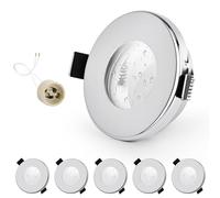 GeyouLux 6x Spot LED Encastrable IP65 Cadre Avec Douille GU10, Spots de plafond en Fer Chrome brossé, Rond plat Spots Salle de bain spot cadre d'encastrement 68mm pour extérieur- intérie