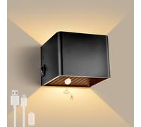 GeyouLux Applique murale à batterie 6000 mAh avec détecteur de mouvement intérieur 5 W Applique murale LED sans connexion électrique Rechargeable par USB 3000 K Lampe murale magnétique avec