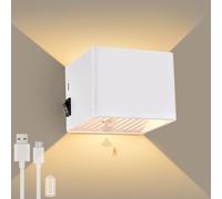 GeyouLux Applique murale à batterie 6000 mAh avec détecteur de mouvement intérieur 5 W LED sans raccordement électrique - Rechargeable par USB - 3000 K - Blanc - Lampe murale magnétique avec