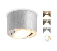 GeyouLux Dimmable LED Spot en Saillie Orientable, 5W Spots de Plafond, Ø80x50mm 3000K/4000K/6500K Rotation à 30° Spot Salle de Bain, Aluminium Rond Alluminio spazzolato Plafonnier Spot LED, 1 pièce