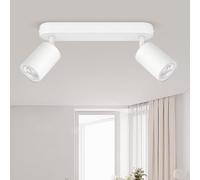 GeyouLux LED Plafond 2 Spots Blanc, Plafonnier Cuisine Orientable à 350°+90°, Spots de Plafond Moderne GU10, Lampe Plafond en Aluminium Pour Plafond Adapté aux Cuisines Salons Chambre (Sans Ampoule)