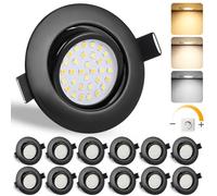 GeyouLux Lot de 12 Spot LED Encastrable Noir 3CCT