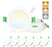 GeyouLux Lot de 6 Spot LED Encastrable 75-90mm, 7W Spots de Plafond Encastre Extra Plat 2700K/4000K/6500K Réglable, Intensité variable IP44 Spot Salle de Bain LED pour Salon Cuisine, Rond Blanc