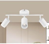 GeyouLux Plafonnier 3 Spots LED Orientable, Spots de Plafond GU10, Plafonnier Spot Blanc, Luminaire Spot Rampe Spot, Applique Spot pour Cuisine, Salon, Chambre (Sans Ampoule)
