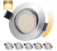 GeyouLux Spot Encastrable LED 6W IP44 Extra Plat Spot LED Dimmable 68mm Réglable 45° Spot de Plafond Blanc Chaud 3000K Éclairage Encastré pour Salon Cuisine Salle de Bain, Lot de 6, Nickel