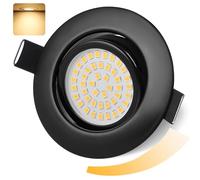 GeyouLux Spot Encastrable LED 6W IP44 Extra Plat Spot LED Dimmable 68mm Réglable 45° Spot de Plafond Blanc Chaud 3000K Éclairage Encastré pour Salon Cuisine Salle de Bain, Lot de 1, Noir