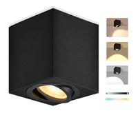 GeyouLux Spot LED en Saillie Noir Dimmable, 80x84mm Spot Plafond Apparent Carré, Orientable 30°, avec Module LED 5W 500LM 230V, 3CCT 3000K/4000K/6500K, 1 Pièce