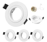 GeyouLux Spot LED Encastrable 230V Cadre Avec Douille GU10, Spots de plafond en Aluminium Blanc, Rond plat Spots Salle de bain spot cadre d'encastrement 68mm pour GU1O/MR16 Lot de 4