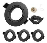 GeyouLux Spot LED Encastrable 230V Cadre Avec Douille GU10, Spots de plafond en Aluminium Noir, Rond plat Spots Salle de bain spot cadre d'encastrement 68mm pour GU1O/MR16 Lot de 4