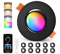 GeyouLux Spots Encastrables LED RGB, Spots Intelligents 230V 2700K-6500K Dimmables avec Application et Télécommande, 68-80mm 5W IP44 Ultraplats, Orientables à 45° Noirs pour Salle de Bains, 10 Pièces