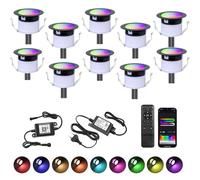 GEYUEYA Home Lot de 10 WIFI Spot LED Encastrable Extérieur Ø31MM 12V RGBW+IC Couleur Dynamique Etanche IP67 Spots à Encastrer Extérieur pour Terrasse Bois,Patio, Chemin, Mur, Jardin, Décoration