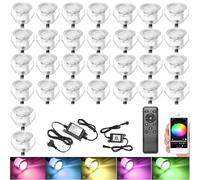 GEYUEYA Home WIFI Bluetooth RGB Spots LED Encastrable Extérieur,Ø30mm RGB Spot Led Spot Encastrable Sol, Etanche IP67 DC12V 0.6W Lumière D'ambianc pour Terrasse et Patio Lot de 30