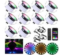GEYUEYA Home WIFI RGBW+IC Spots LED Encastrable Extérieur Lot de 10 | Ø31mm Couleur Dynamique Spot Encastrable Sol, Etanche IP67 DC12V 0.6W, Lumière D'ambianc pour Terrasse et Patio