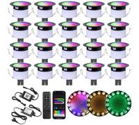 GEYUEYA Home WIFI RGBW+IC Spots LED Encastrable Extérieur Lot de 20 | Ø31mm Couleur Dynamique Spot Encastrable Sol, Etanche IP67 DC12V 0.6W, Lumière D'ambianc pour Terrasse et Patio