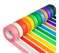 GEYYANG Lot de 12 rouleaux de ruban de masquage coloré pour enfants, idéal pour le bricolage, l'étiquetage, la décoration, les fournitures pédagogiques, 1,7 cm x 12 m